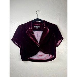 Velvet Bolero Jacket Womens S Burgundy Shrug Witchy Dark Romance Regency Goth